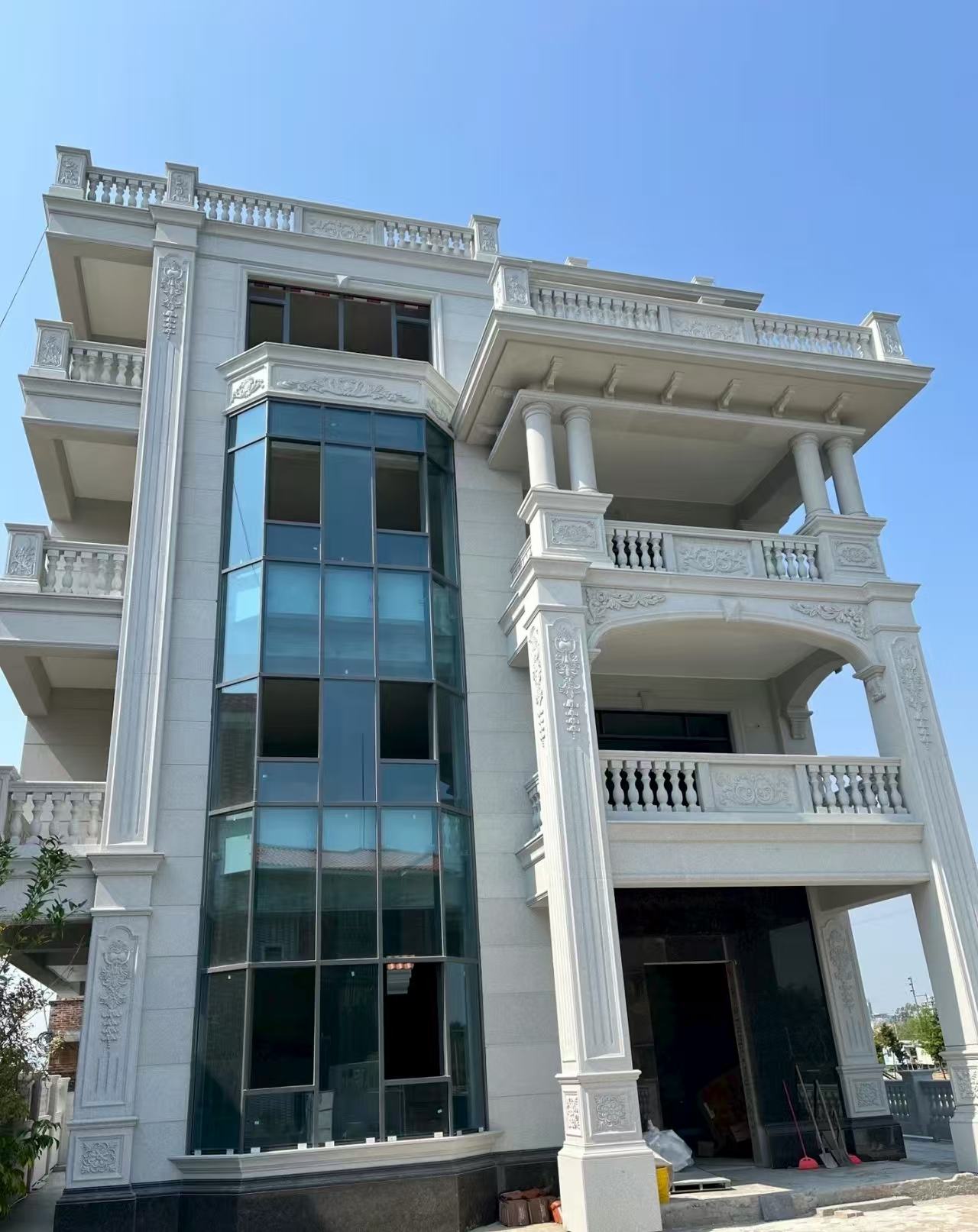 邢台 芝麻白花岗岩别墅外墙干挂效果展示